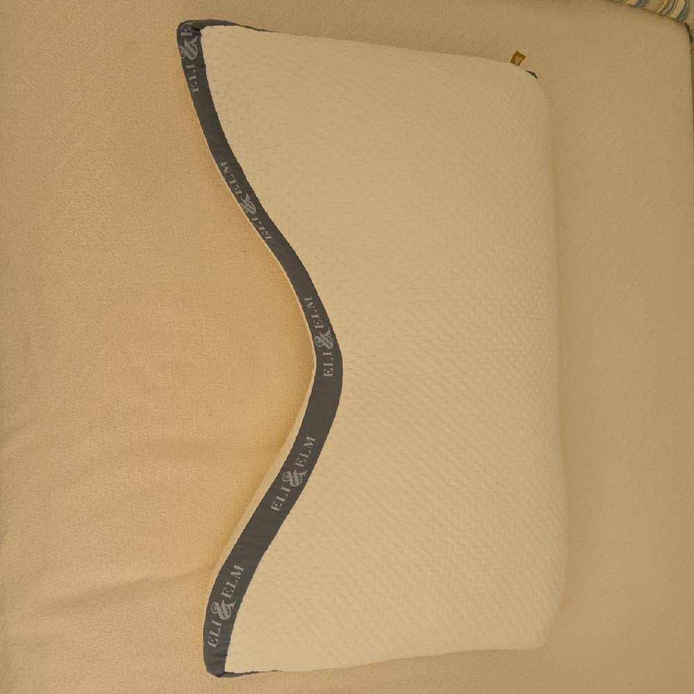 Eli & Elm White Side Sleeper Pillow with Gray Edging